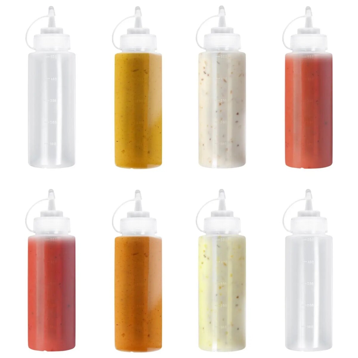 8PCS/4PCS Pack Plastic Squeeze Sauce Bottles Kitchen Condiment Dispenser Mayo 500ml: 3 - 5 Days Free Delivery Only UK - Image 5
