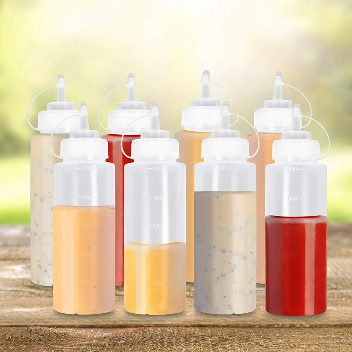 8PCS/4PCS Pack Plastic Squeeze Sauce Bottles Kitchen Condiment Dispenser Mayo 500ml: 3 - 5 Days Free Delivery Only UK - Image 2