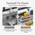 Kitchen Sink Caddy Organiser With Auto Drain Tray Sponge Storage Brush Holder: 3 - 5 Days Free Delivery Only UK - Image 5