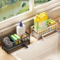 Kitchen Sink Caddy Organiser With Auto Drain Tray Sponge Storage Brush Holder: 3 - 5 Days Free Delivery Only UK