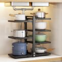 Multi-Tier Height-Adjustable Kitchen Pan Organizer Rack 180-degree Open Access: 3 - 5 Days Free Delivery Only UK - Image 5