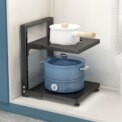 Multi-Tier Height-Adjustable Kitchen Pan Organizer Rack 180-degree Open Access: 3 - 5 Days Free Delivery Only UK
