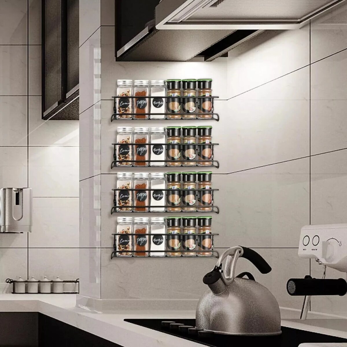 4Pcs Spice Jar Rack Kitchen Cupboard Door Wall Storage Organiser Herb Cabinet ~: 3 - 5 Days Free Delivery Only UK - Image 4