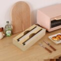 Bamboo Kitchen Drawer Organizer Aluminium Foil Plastic Wrap Dispenser With Slide Cutter Ziplock Bag: 3 - 5 Days Free Delivery Only UK - Image 2