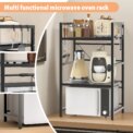 Expandable Microwave Shelf, 1 or 2 Tier Microwave oven Rack Stand Storage Holder Kitchen Corner Shelf Desktop Printer Shelf Rack: 3 - 5 Days Free Delivery Only UK - Image 4