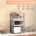 Expandable Microwave Shelf, 1 or 2 Tier Microwave oven Rack Stand Storage Holder Kitchen Corner Shelf Desktop Printer Shelf Rack: 3 - 5 Days Free Delivery Only UK - Image 2