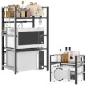 Expandable Microwave Shelf, 1 or 2 Tier Microwave oven Rack Stand Storage Holder Kitchen Corner Shelf Desktop Printer Shelf Rack: 3 - 5 Days Free Delivery Only UK