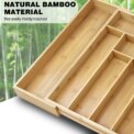 Wooden Bamboo Cutlery Tray, Kitchen Drawer Insert Large 6-8 Compartments, Utensil Holder Rack Organizer, for Home Office: 3 - 5 Days Free Delivery Only UK - Image 2