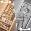 Wooden Bamboo Cutlery Tray, Kitchen Drawer Insert Large 6-8 Compartments, Utensil Holder Rack Organizer, for Home Office: 3 - 5 Days Free Delivery Only UK - Image 5