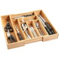 Wooden Bamboo Cutlery Tray, Kitchen Drawer Insert Large 6-8 Compartments, Utensil Holder Rack Organizer, for Home Office: 3 - 5 Days Free Delivery Only UK