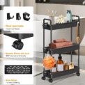 DayPlus 3-Tier Storage Trolley Cart Slide-out Slim Rolling Utility Cart Mobile Storage Shelving Organizer for Kitchen, Bathroom: 3 - 5 Days Free Delivery Only UK - Image 4