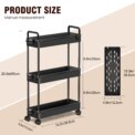 DayPlus 3-Tier Storage Trolley Cart Slide-out Slim Rolling Utility Cart Mobile Storage Shelving Organizer for Kitchen, Bathroom: 3 - 5 Days Free Delivery Only UK - Image 2