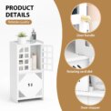 3 Tier Bathroom Floor Cabinet,Storage Cabinet with Door,Free Standing Shelf Unit,for Bathroom,Kitchen,Waterproof,White: 3 - 5 Days Free Delivery Only UK - Image 4