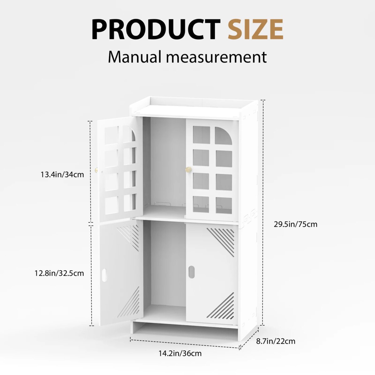 3 Tier Bathroom Floor Cabinet,Storage Cabinet with Door,Free Standing Shelf Unit,for Bathroom,Kitchen,Waterproof,White: 3 - 5 Days Free Delivery Only UK - Image 6