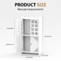 3 Tier Bathroom Floor Cabinet,Storage Cabinet with Door,Free Standing Shelf Unit,for Bathroom,Kitchen,Waterproof,White: 3 - 5 Days Free Delivery Only UK - Image 6