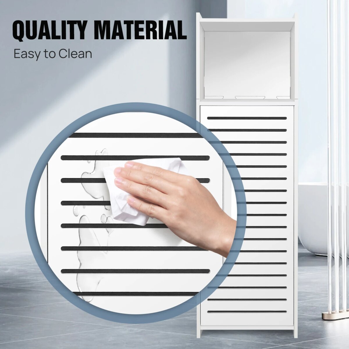 Narrow 3-Tier Storage Cabinet with Door - Space-Saving Bathroom Shelf Organizer for Kitchen, Living Room, Hallway: 3 - 5 Days Free Delivery Only UK - Image 4