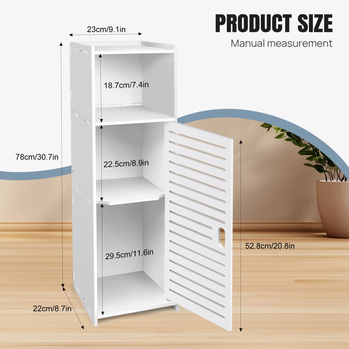 Narrow 3-Tier Storage Cabinet with Door - Space-Saving Bathroom Shelf Organizer for Kitchen, Living Room, Hallway: 3 - 5 Days Free Delivery Only UK - Image 6