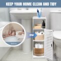 Narrow 3-Tier Storage Cabinet with Door - Space-Saving Bathroom Shelf Organizer for Kitchen, Living Room, Hallway: 3 - 5 Days Free Delivery Only UK - Image 3
